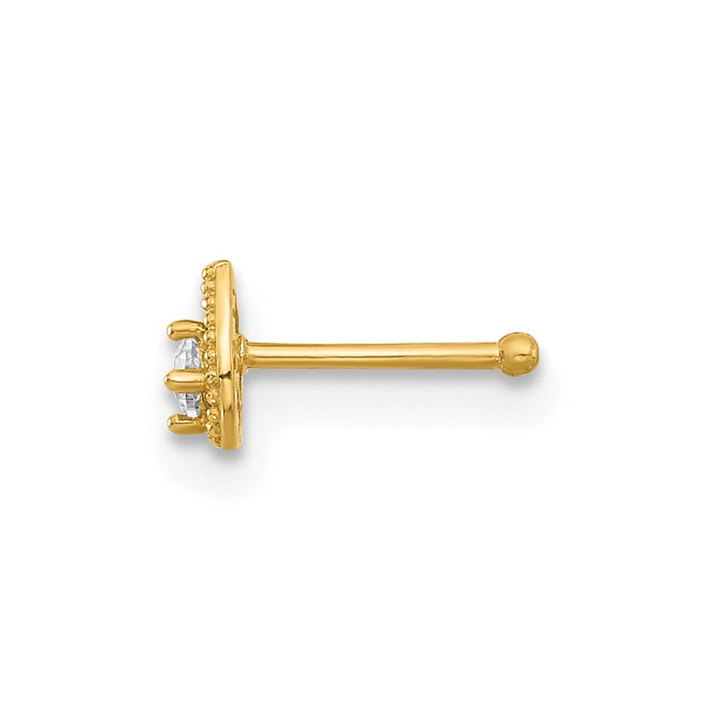 14K Yellow Gold Polished CZ Teardrop Nose Stud