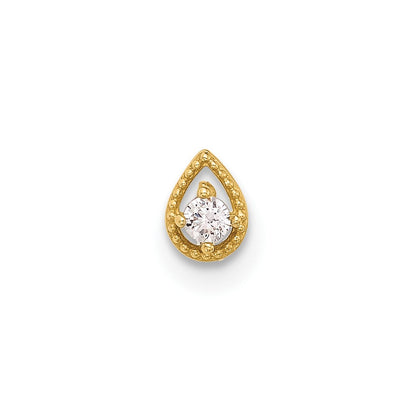 14K Yellow Gold Polished CZ Teardrop Nose Stud