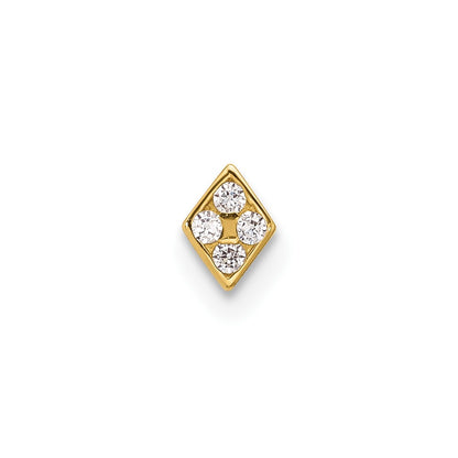 14K Yellow Gold Polished CZ Diamond Shaped Nose Stud