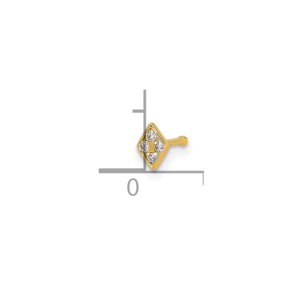 14K Yellow Gold Polished CZ Diamond Shaped Nose Stud