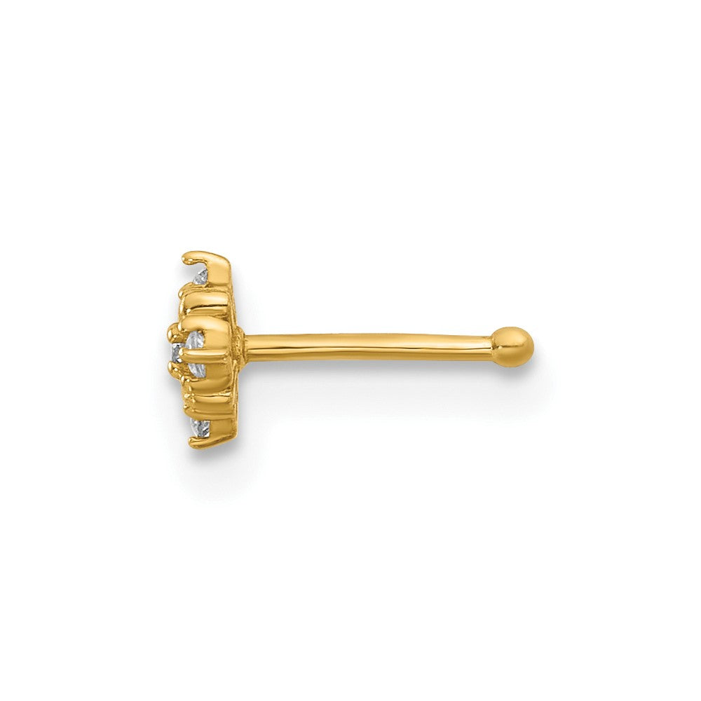 14K Yellow Gold Polished CZ Nose Stud
