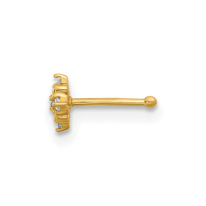 14K Yellow Gold Polished CZ Nose Stud