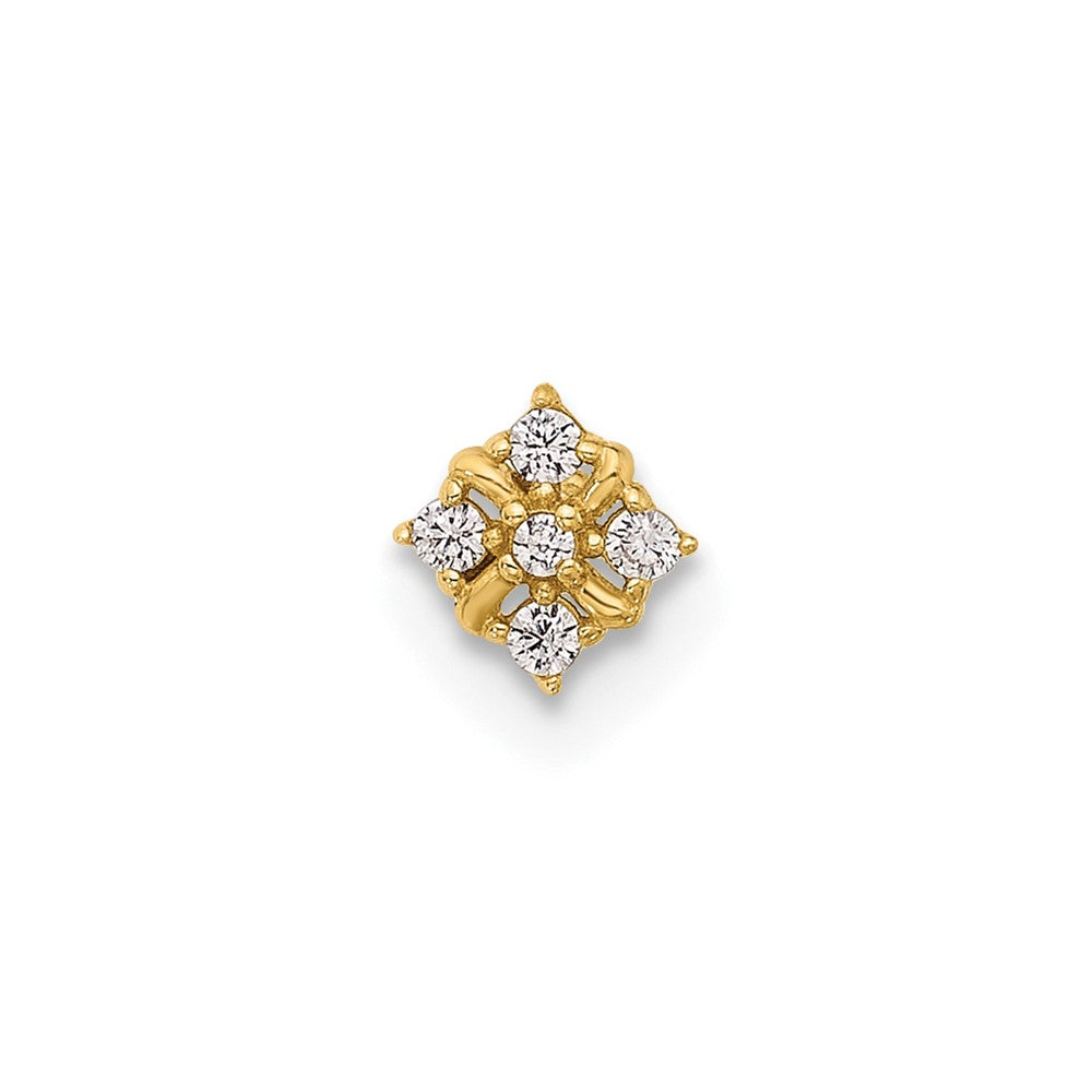 14K Yellow Gold Polished CZ Nose Stud
