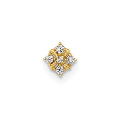 14K Yellow Gold Polished CZ Nose Stud