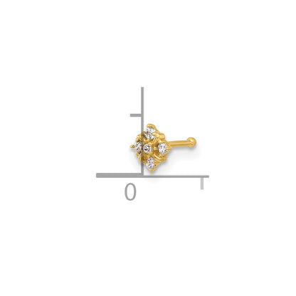 14K Yellow Gold Polished CZ Nose Stud