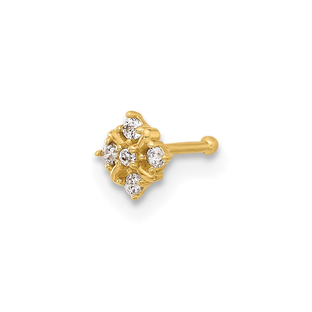 14K Yellow Gold Polished CZ Nose Stud