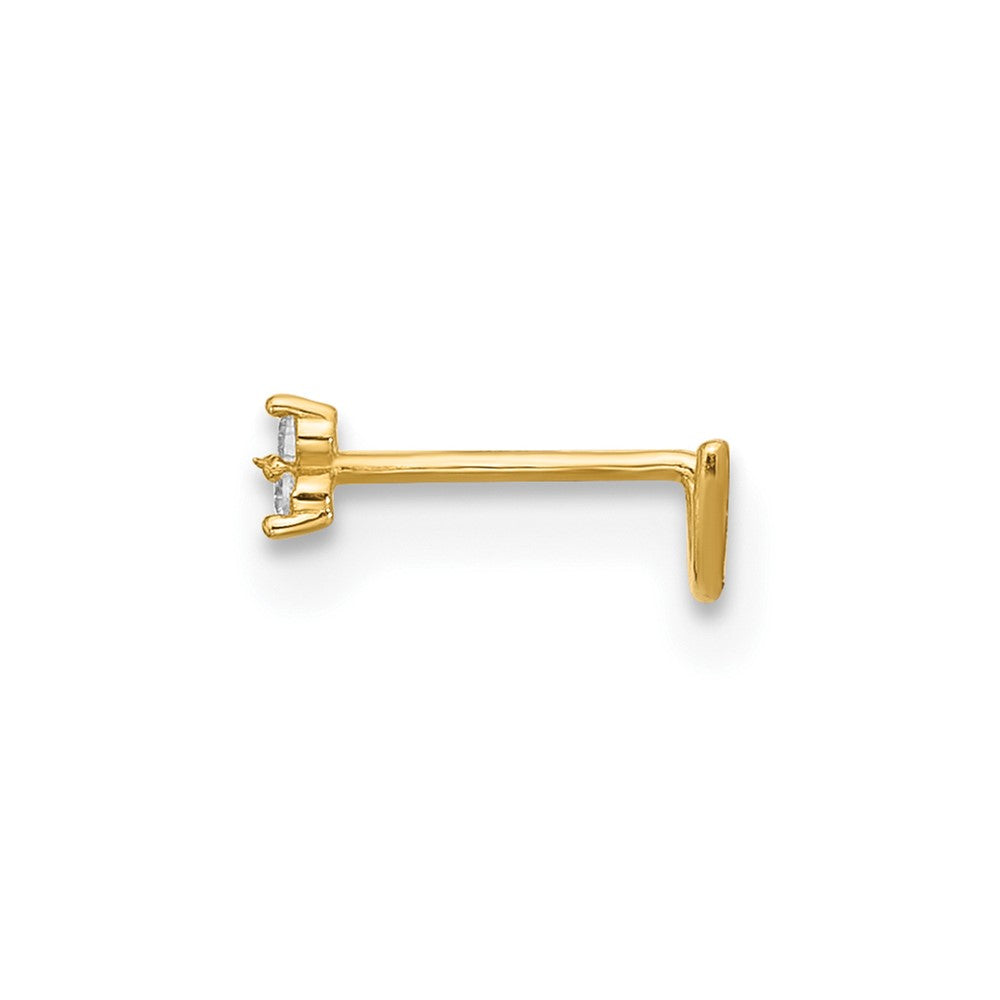 14K Yellow Gold Polished CZ Triangle Nose Stud