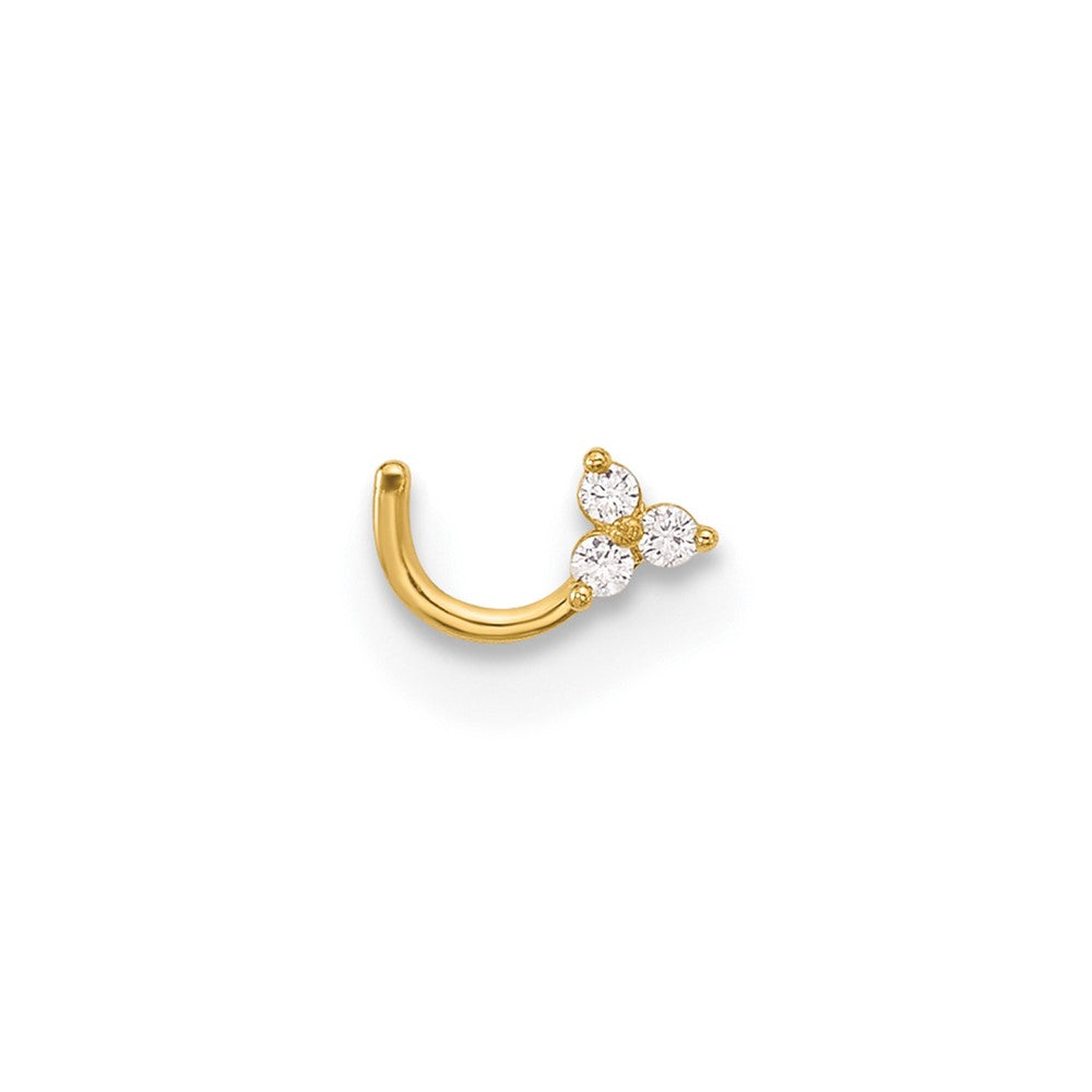 14K Yellow Gold Polished CZ Triangle Nose Stud