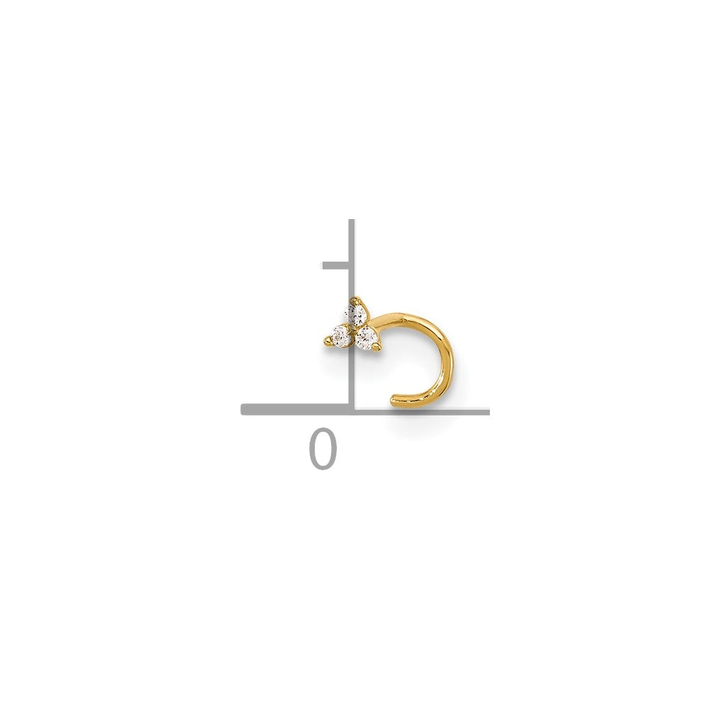 14K Yellow Gold Polished CZ Triangle Nose Stud