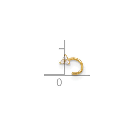 14K Yellow Gold Polished CZ Triangle Nose Stud