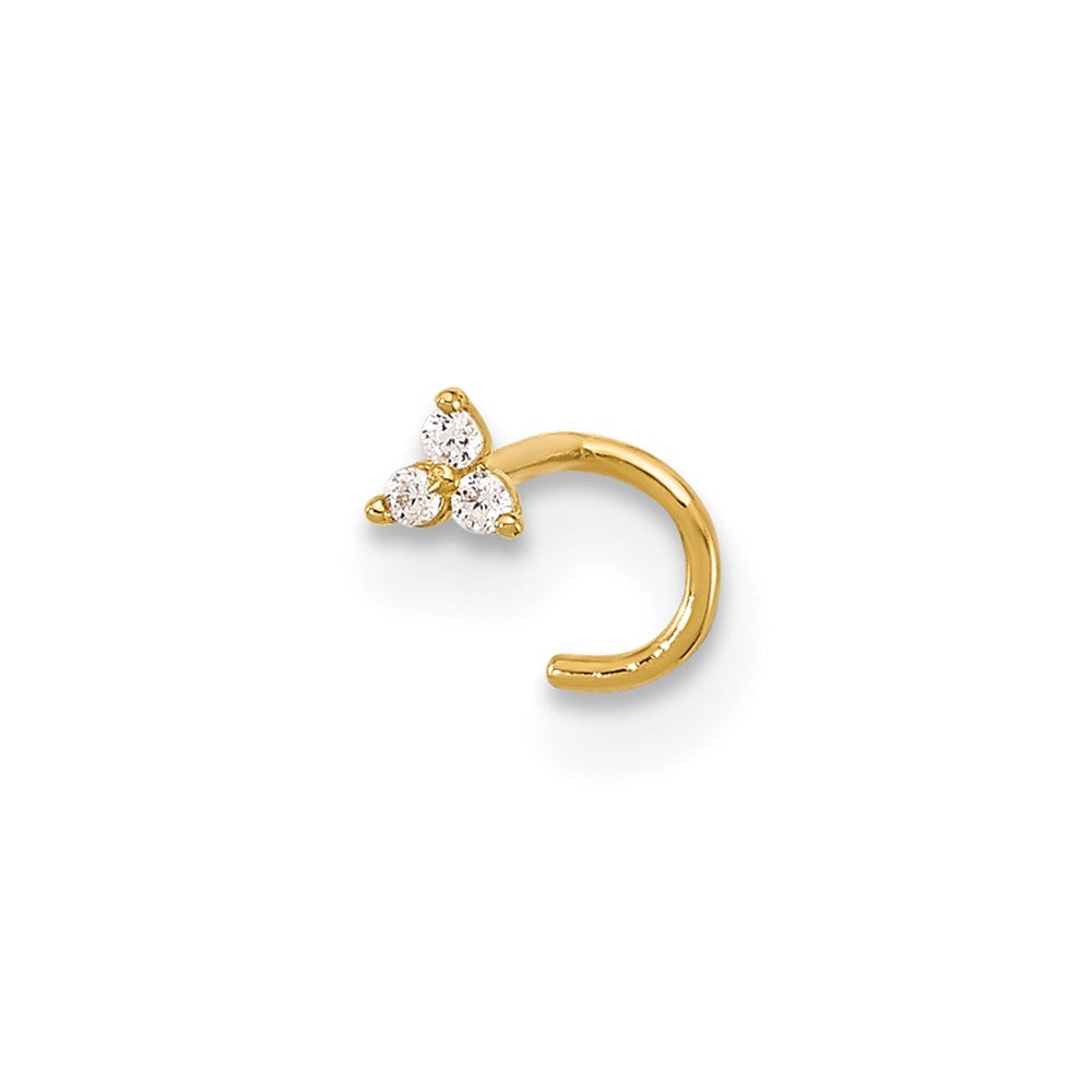 14K Yellow Gold Polished CZ Triangle Nose Stud
