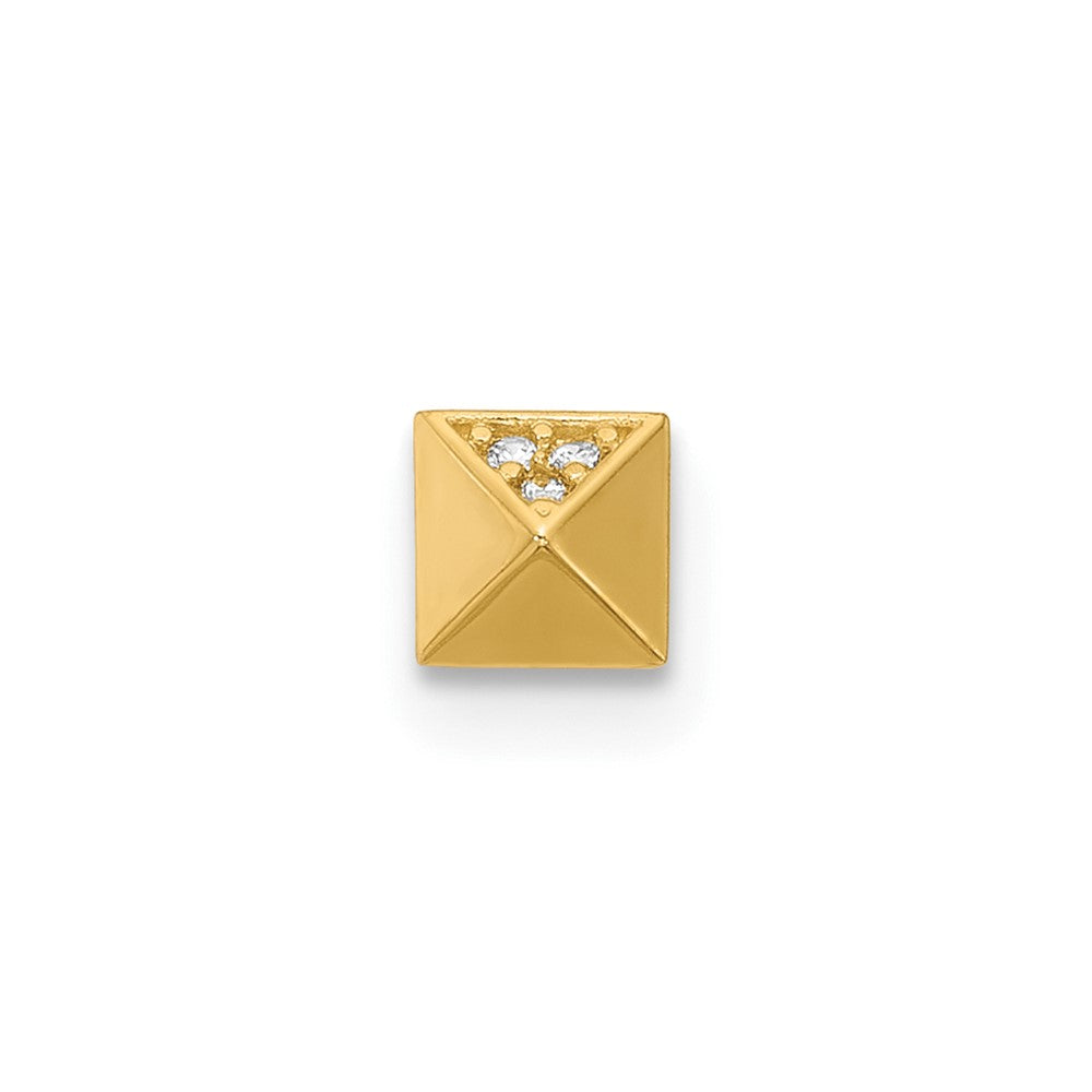 14K Yellow Gold Polished CZ Nose Stud