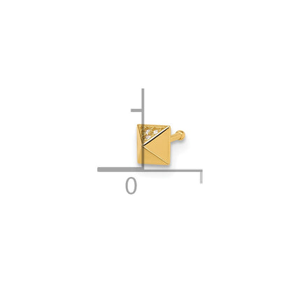 14K Yellow Gold Polished CZ Nose Stud