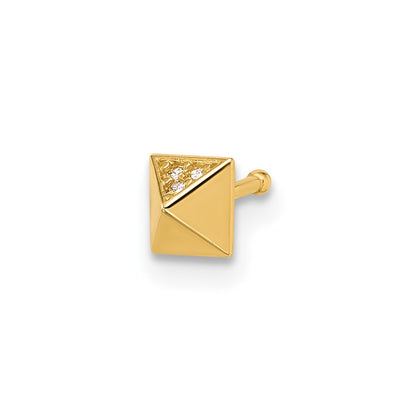 14K Yellow Gold Polished CZ Nose Stud