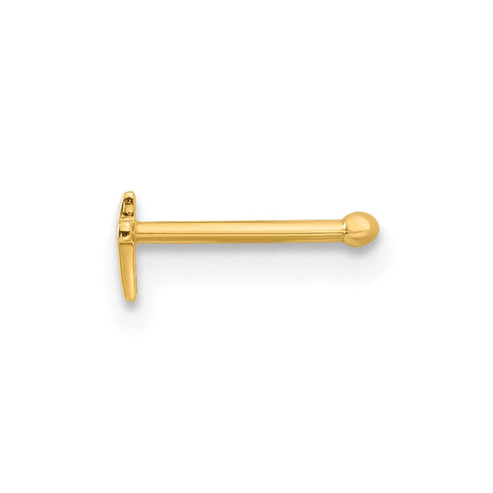 14K Yellow Gold Polished Cross Nose Stud