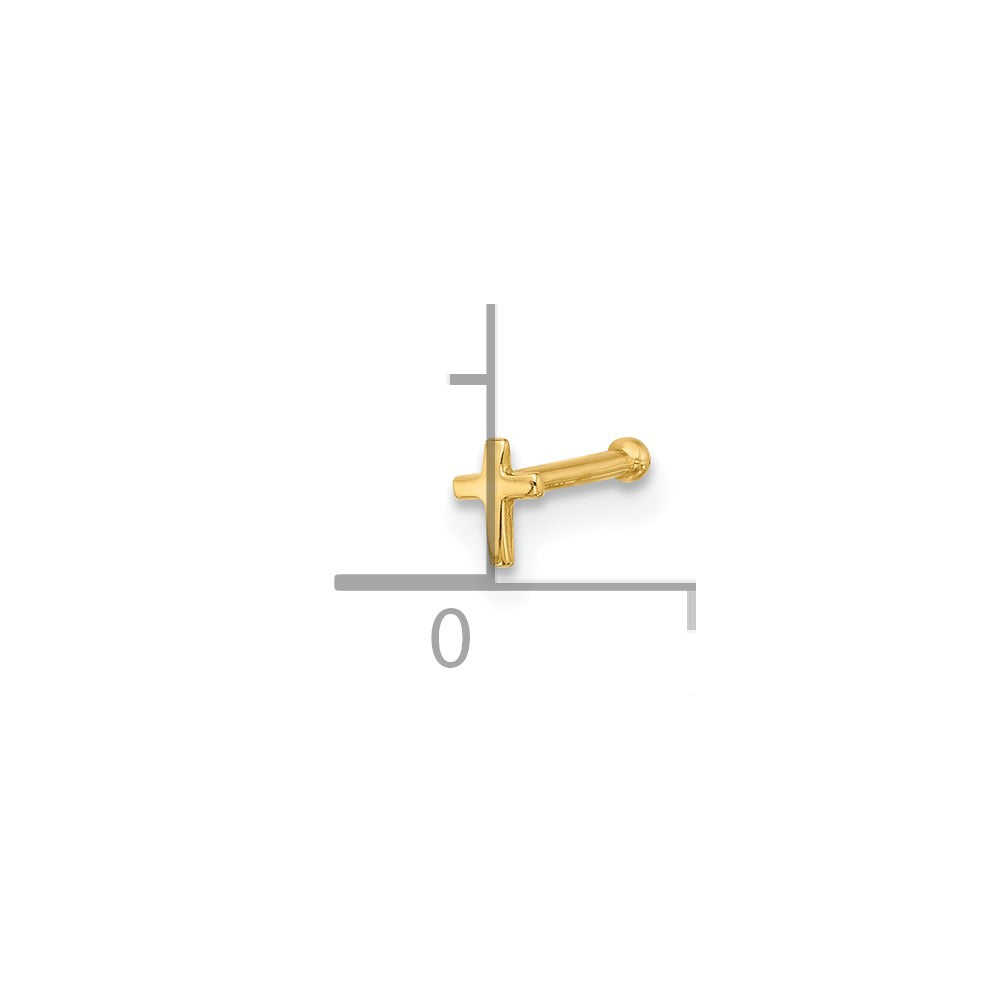 14K Yellow Gold Polished Cross Nose Stud