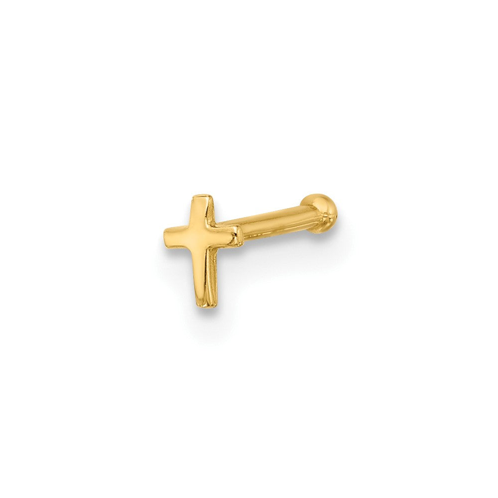 14K Yellow Gold Polished Cross Nose Stud