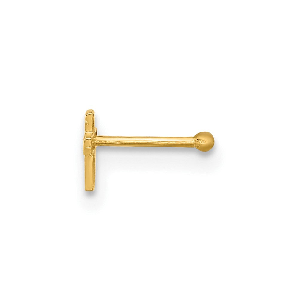 14K Yellow Gold Polished Cross Nose Stud