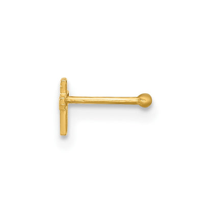 14K Yellow Gold Polished Cross Nose Stud