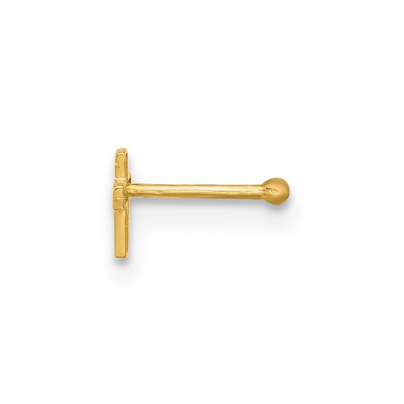 14K Yellow Gold Polished Cross Nose Stud