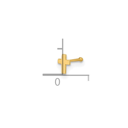 14K Yellow Gold Polished Cross Nose Stud