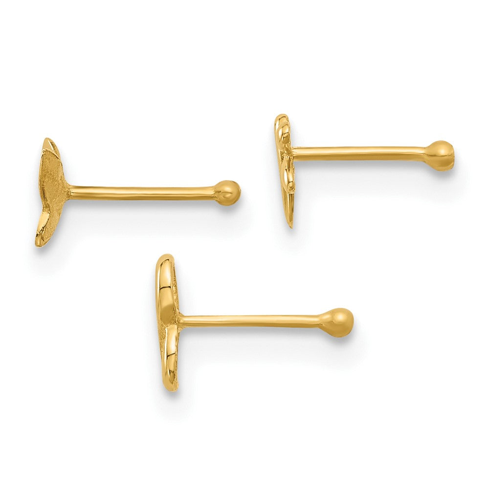 14K Yellow Gold Polished Infinity Symbol, Dragonfly and Butterfly Nose Stud
