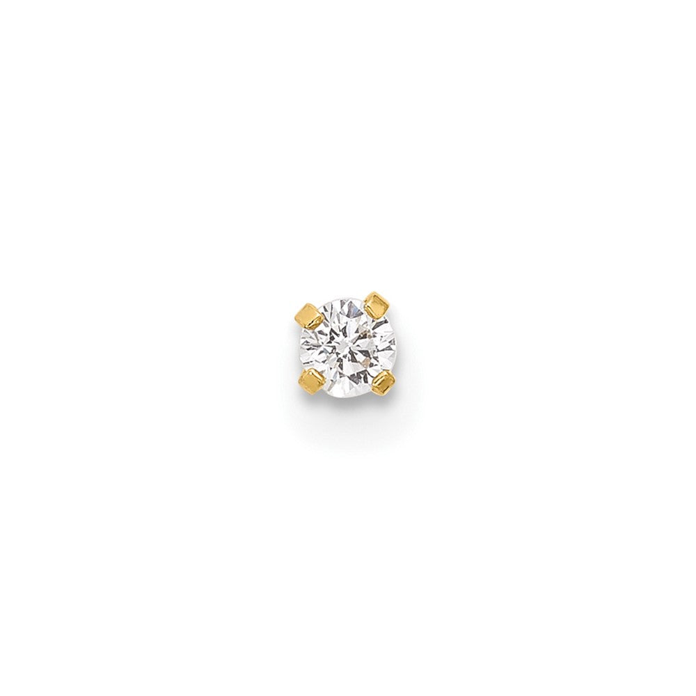 14K Yellow Gold Polished 2.5mm CZ Nose Stud