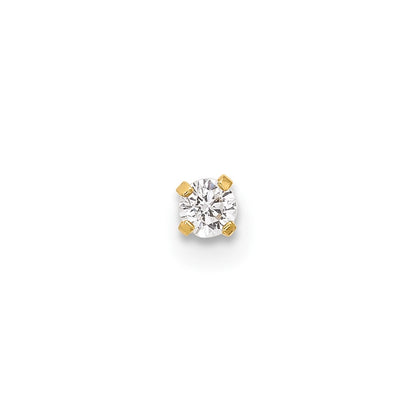 14K Yellow Gold Polished 2.5mm CZ Nose Stud