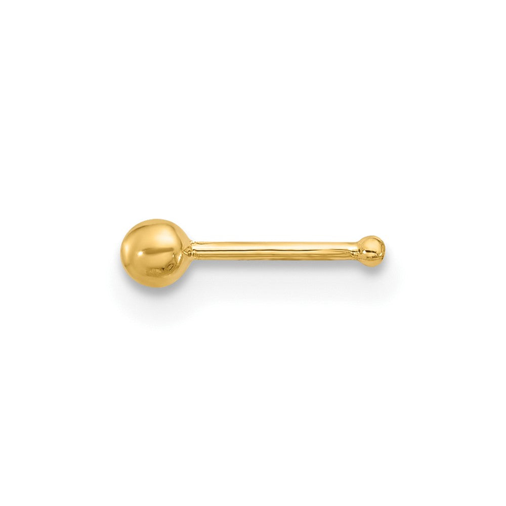 14K Yellow Gold Polished 2.5mm Ball Nose Stud