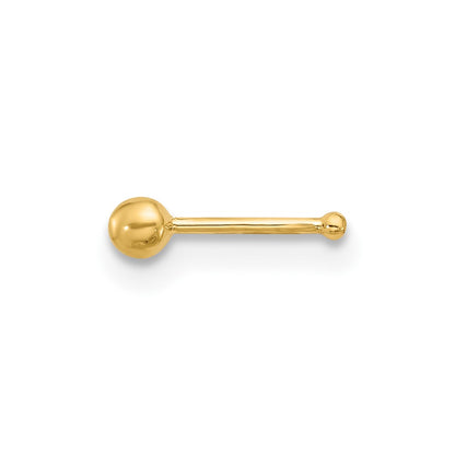 14K Yellow Gold Polished 2.5mm Ball Nose Stud