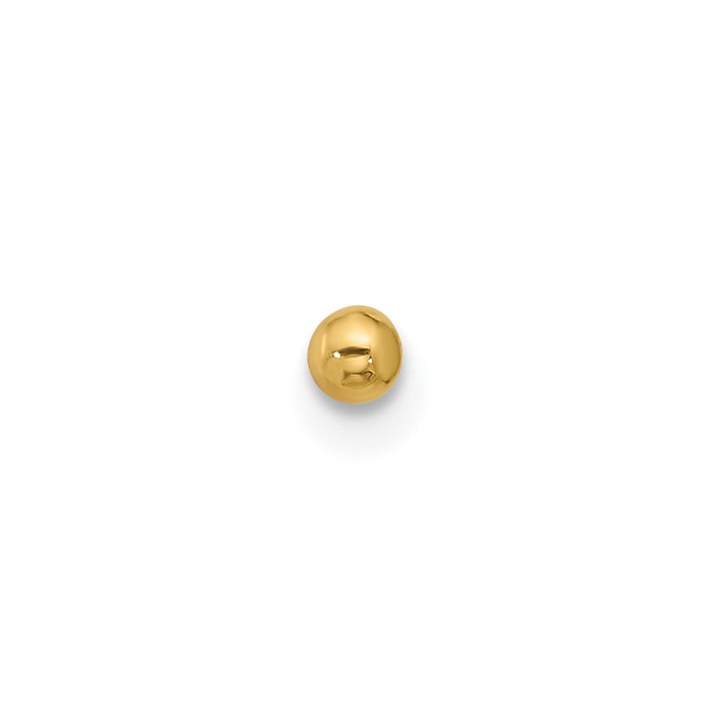 14K Yellow Gold Polished 2.5mm Ball Nose Stud