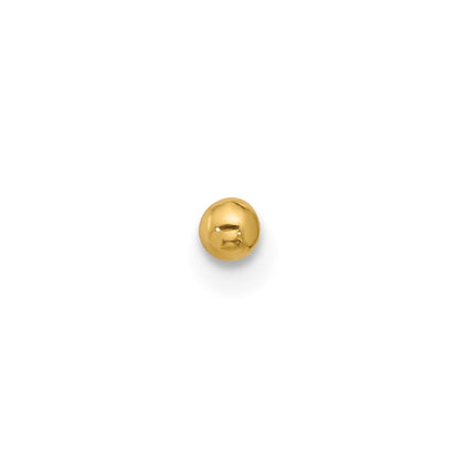 14K Yellow Gold Polished 2.5mm Ball Nose Stud