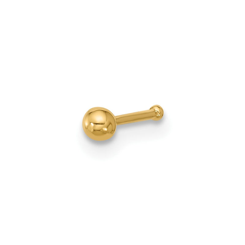 14K Yellow Gold Polished 2.5mm Ball Nose Stud