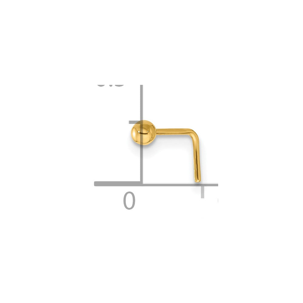 14K Yellow Gold Polished 2.5mm Ball Nose Stud