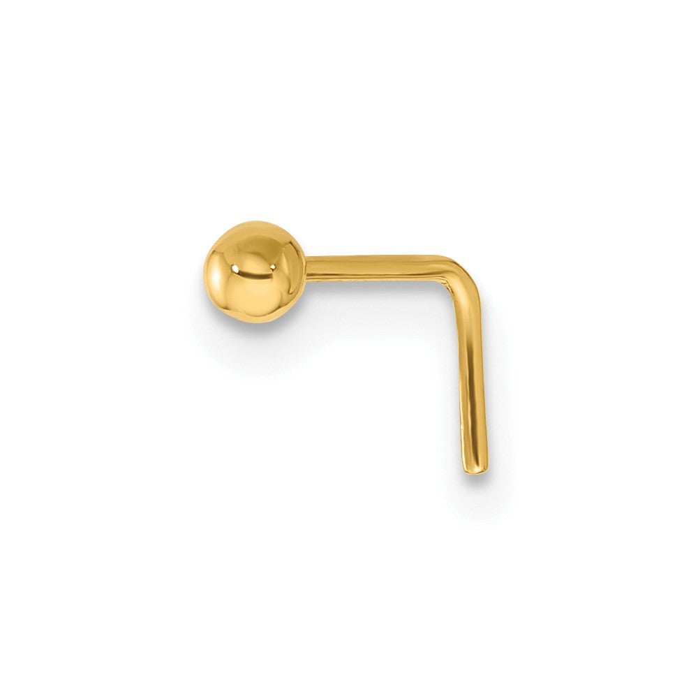 14K Yellow Gold Polished 2.5mm Ball Nose Stud
