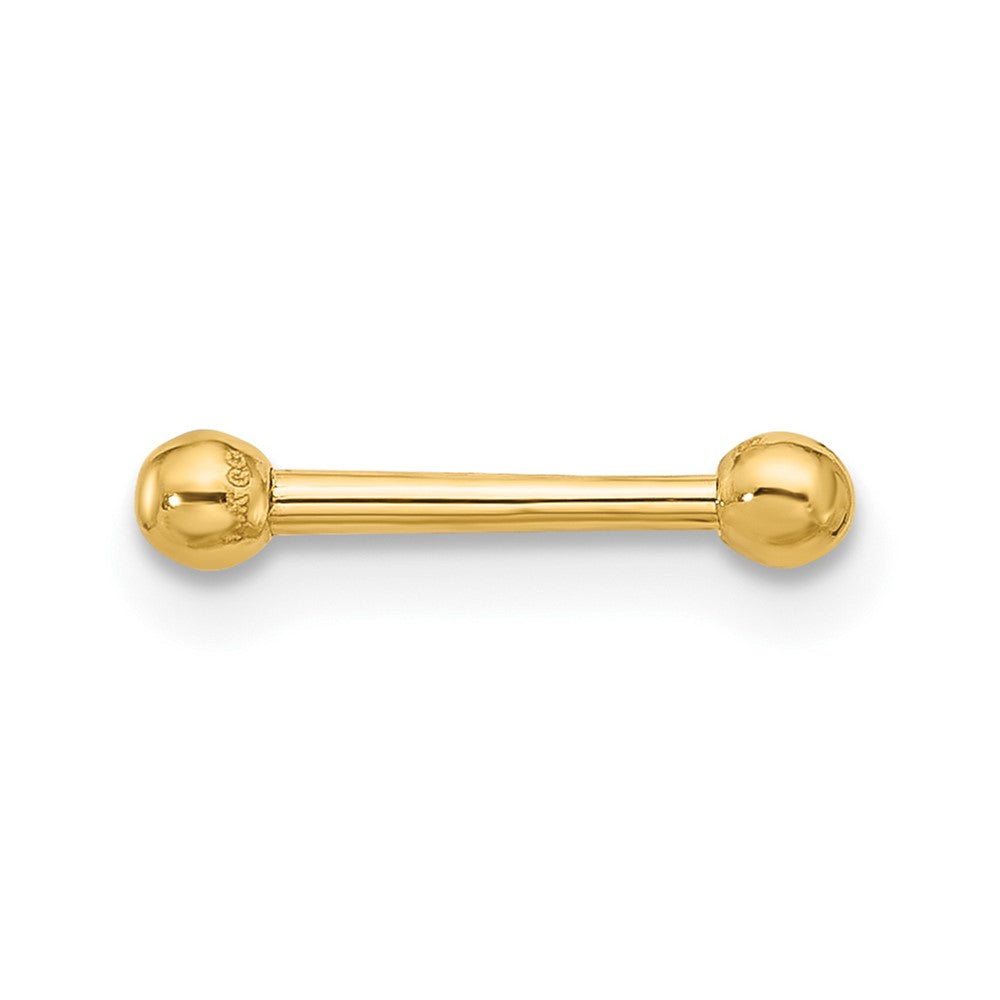 14K Yellow Gold Polished 2.5mm Ball Bar Labret Stud