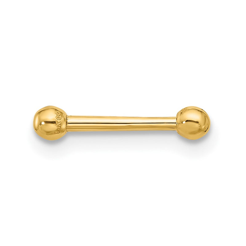 14K Yellow Gold Polished 2.5mm Ball Bar Labret Stud