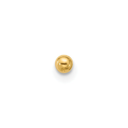 14K Yellow Gold Polished 2.5mm Ball Bar Labret Stud