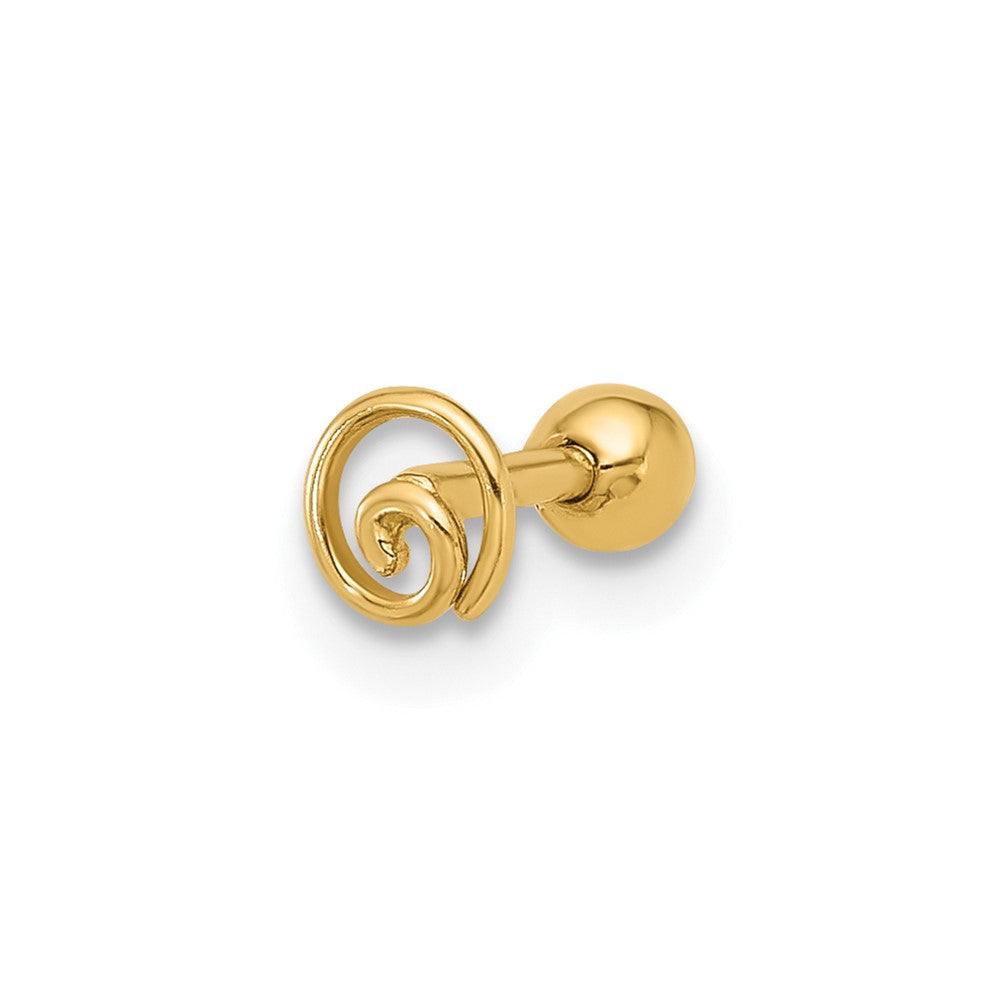 14K Yellow Gold Polished Swirl Cartilage Stud
