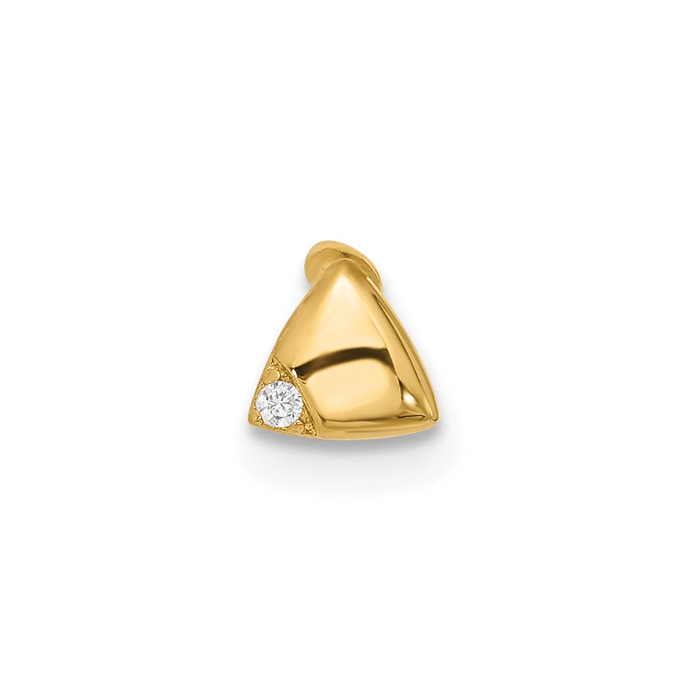 14K Yellow Gold Polished CZ Triangle Cartilage Stud