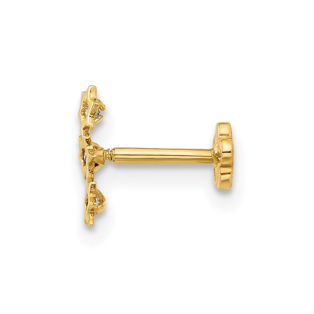 14K Yellow Gold CZ Stars Screwback Cartilage Body Jewelry