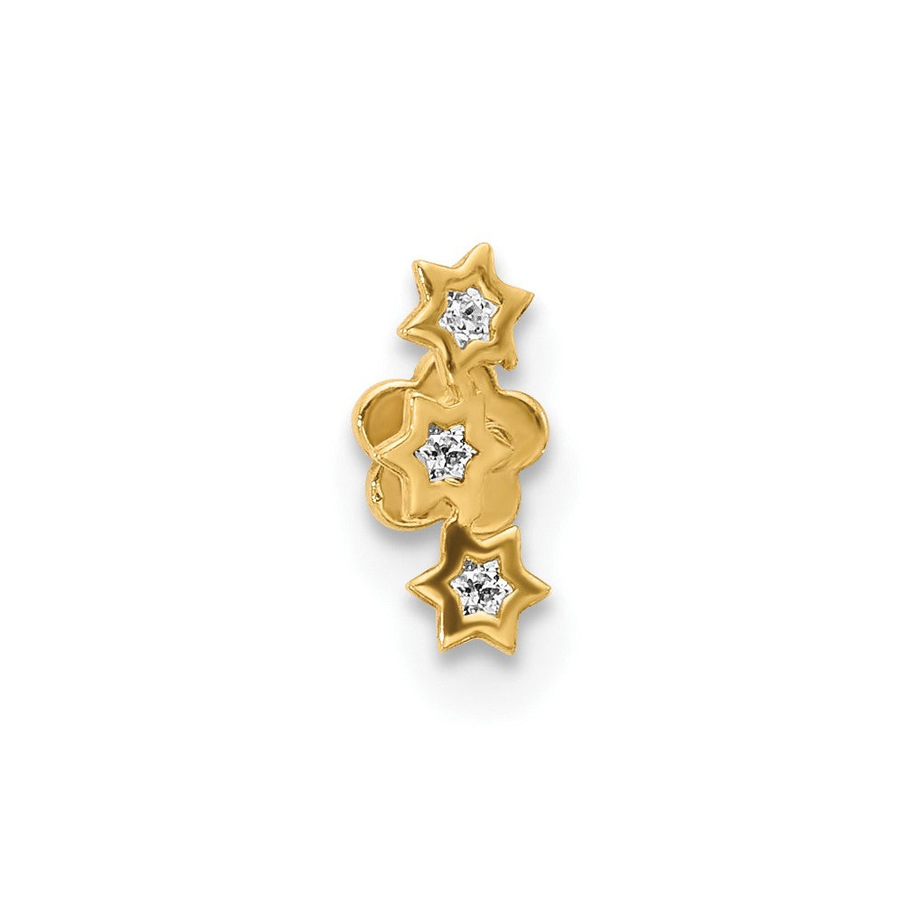 14K Yellow Gold CZ Stars Screwback Cartilage Body Jewelry