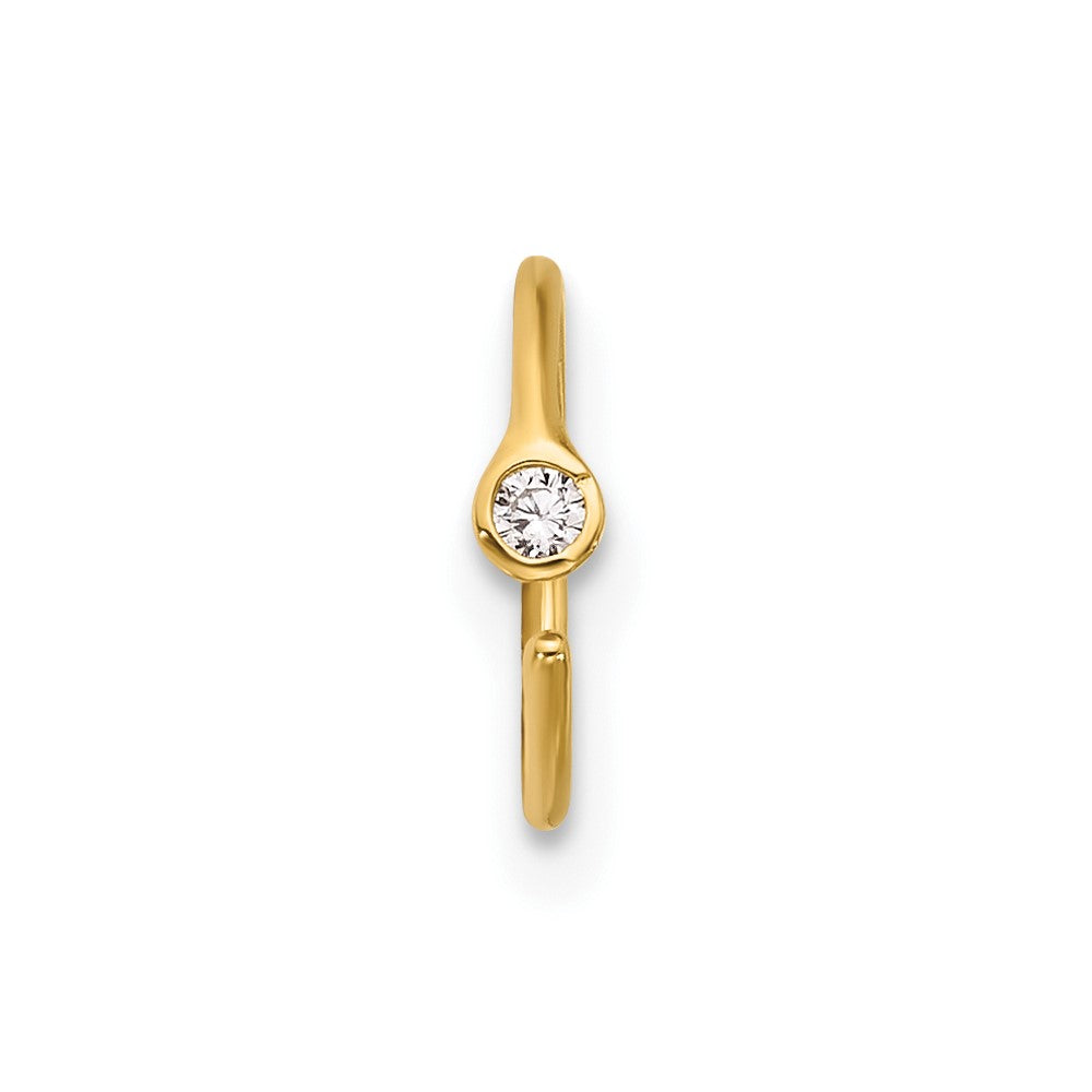 14K Yellow Gold Polished CZ Nose Ring