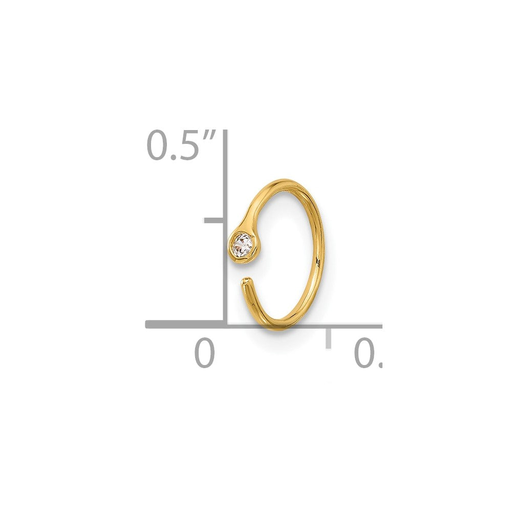 14K Yellow Gold Polished CZ Nose Ring