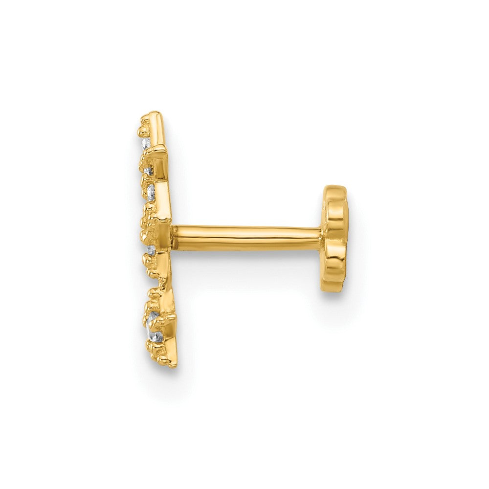 14K Yellow Gold Polished CZ Stars Cartilage Body Jewelry