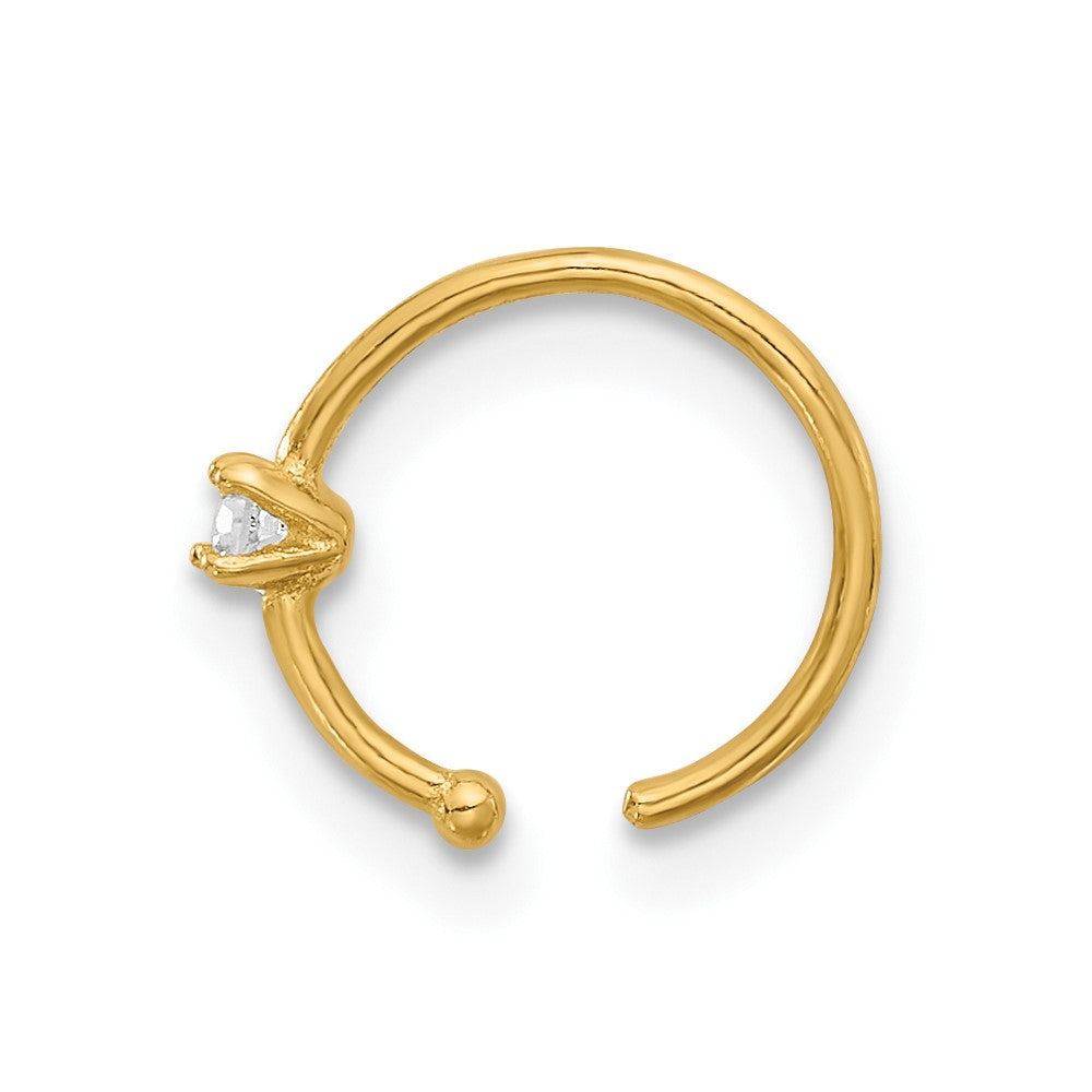14K Yellow Gold Polished CZ Nose Ring