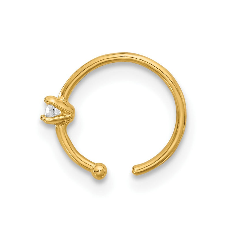 14K Yellow Gold Polished CZ Nose Ring