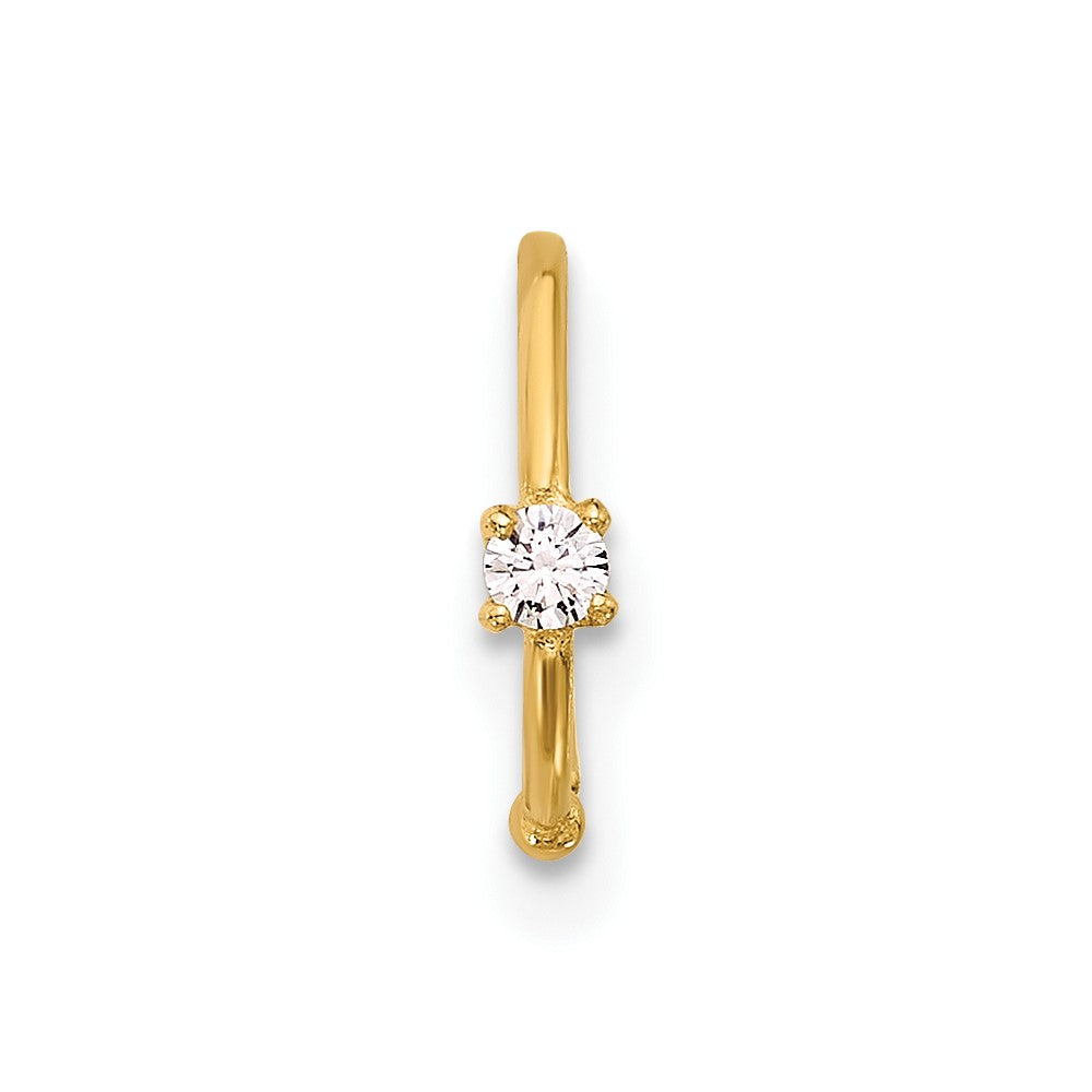 14K Yellow Gold Polished CZ Nose Ring