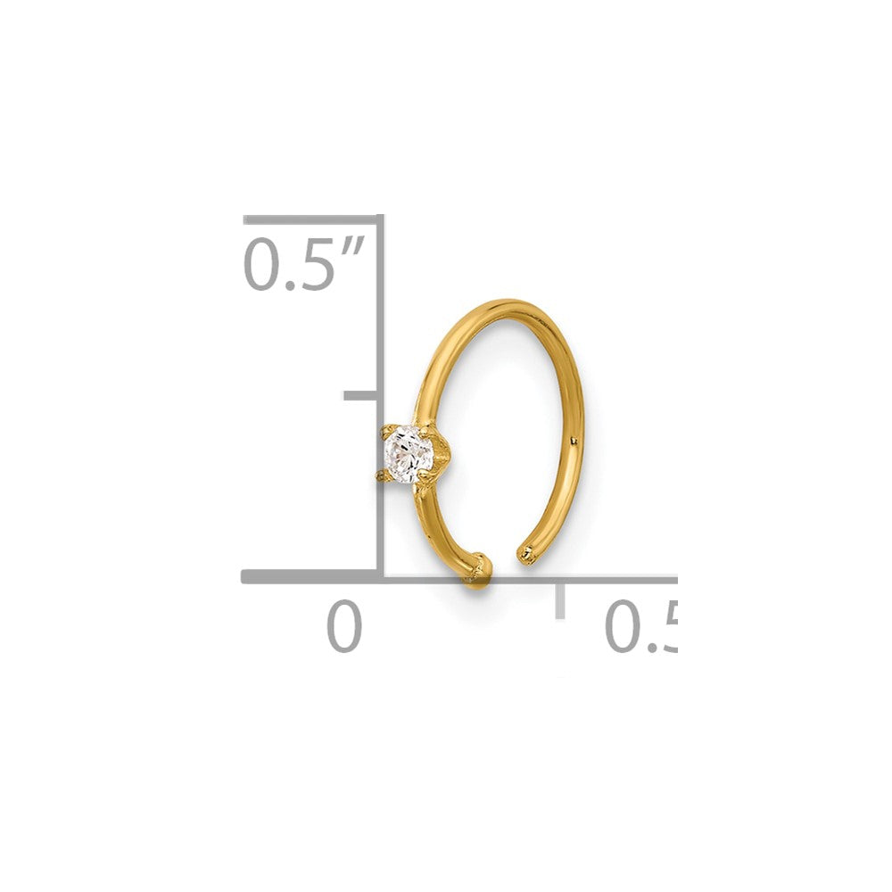 14K Yellow Gold Polished CZ Nose Ring