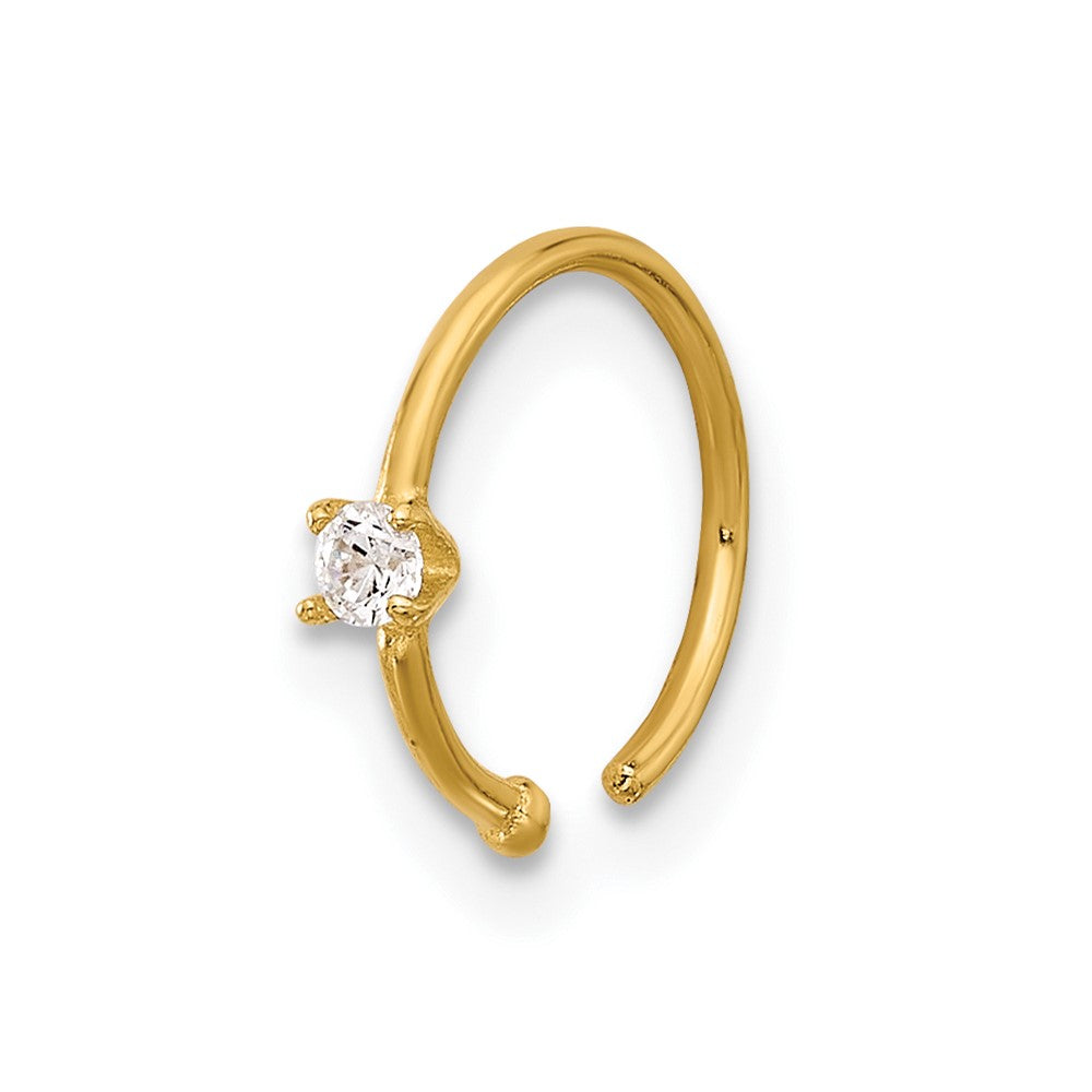 14K Yellow Gold Polished CZ Nose Ring